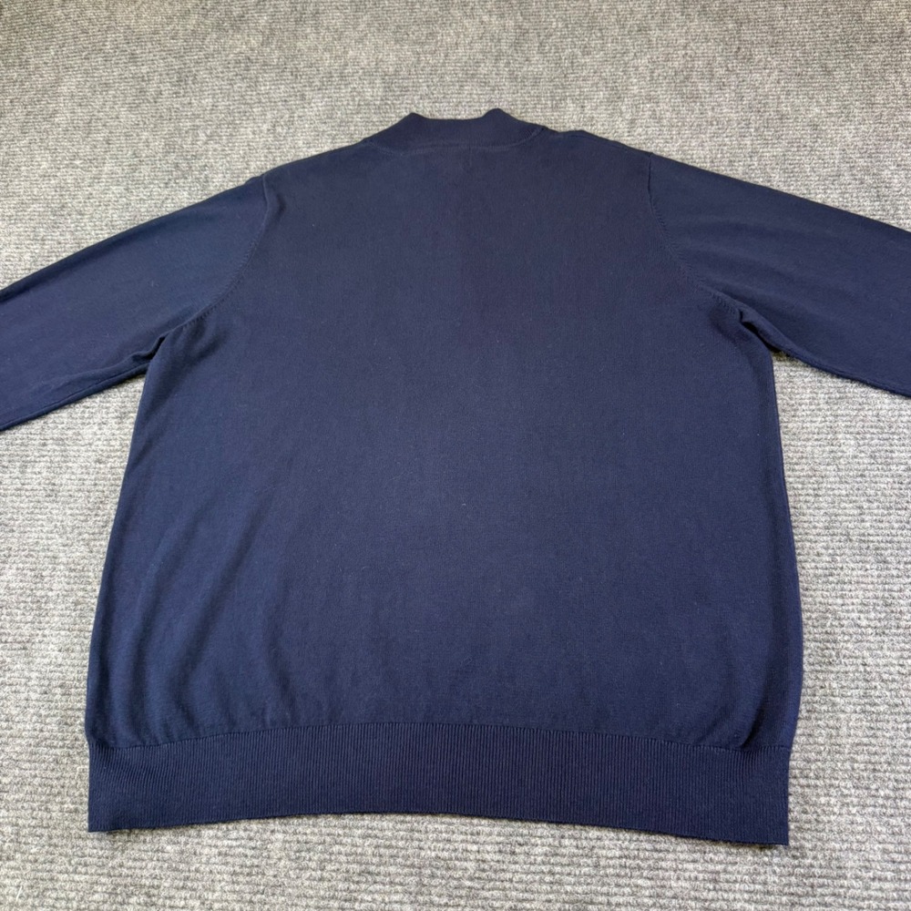 LLBean Mens Quarter Zip Sweater Navy Blue 95 Cotton 5 Cashmere‎ XXL REG  sporty - Picture 16 of 16